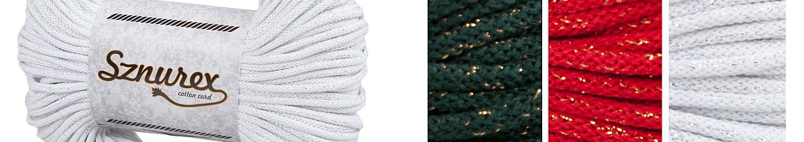 Pletené bavlnené šnúry s metalizovanými vláknami